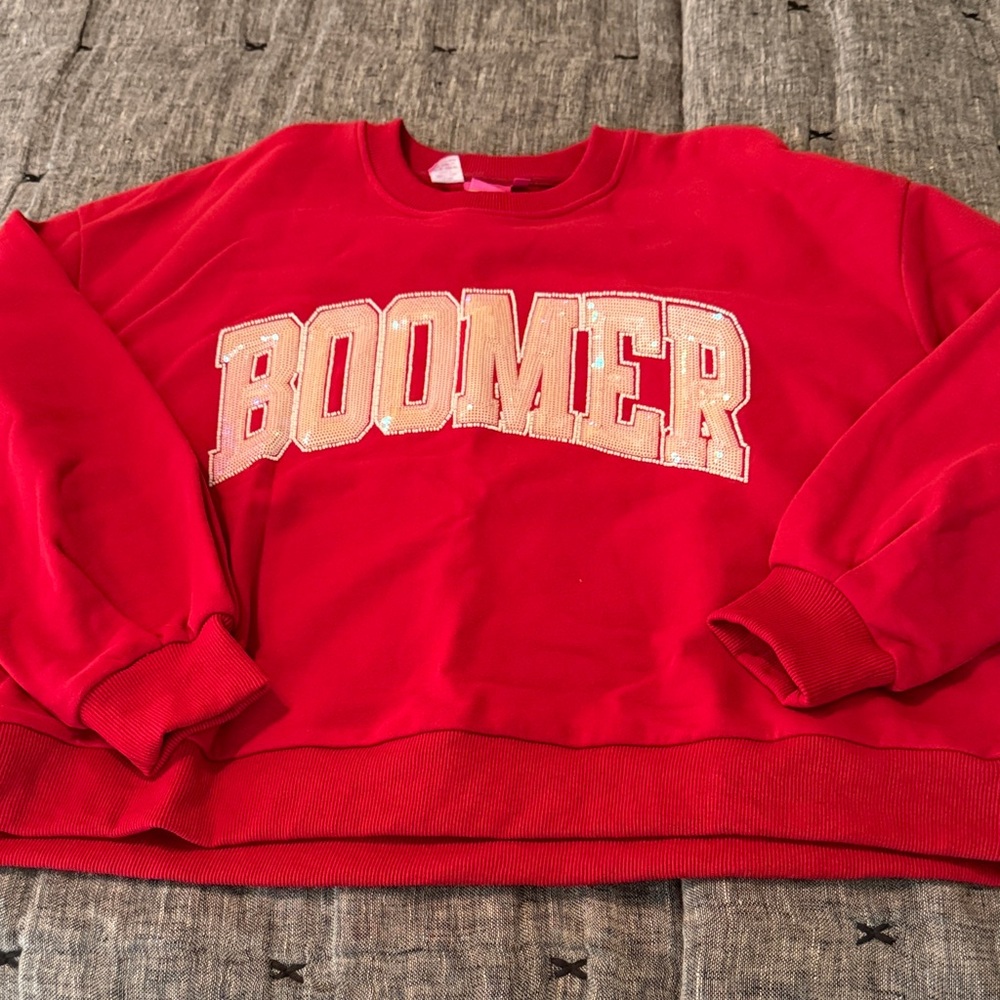 QUEEN OF SPARKLES Red 'Boomer' Sweatshirt